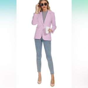 Womens Casual Blazers Long Sleeve Front Notch Lapel Collar Blazers with Pockets